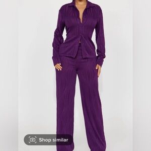 Plum textured pants set